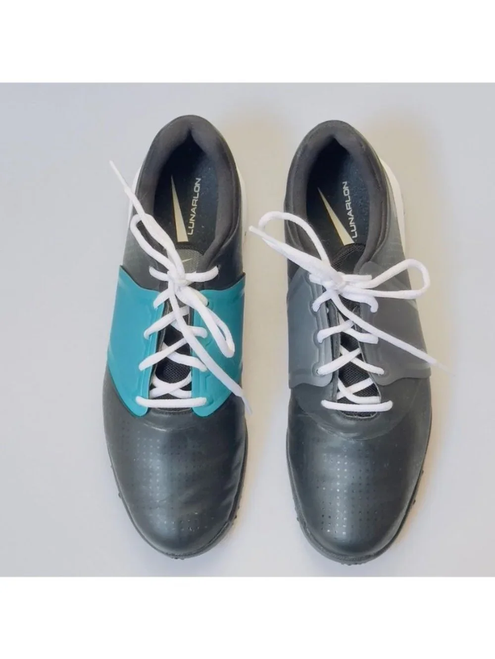 NIKE LUNARLON Women's Shoes Golf Black Blue Grey White Laces Size 7.5